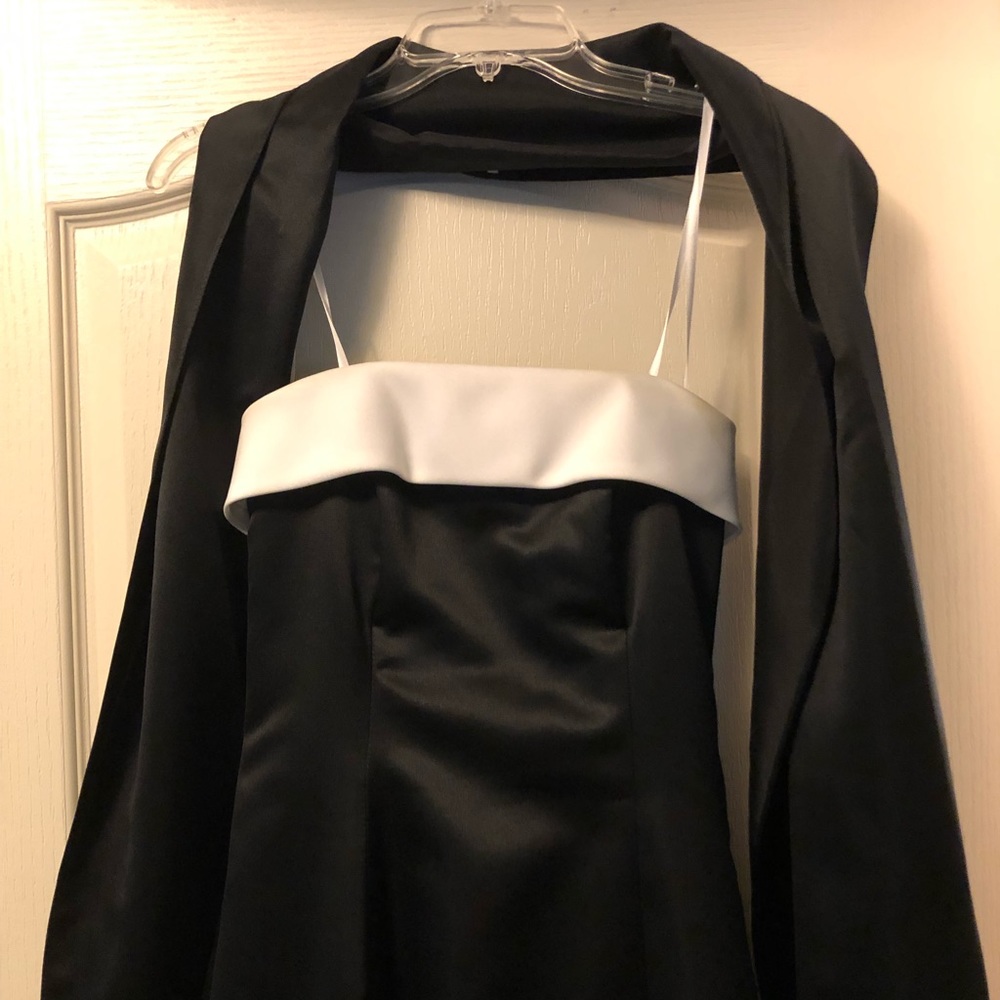 Black and white gown